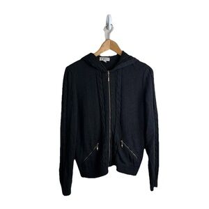 St. John Sport Sweater Zip Up Hoodie Wool Silk Cashmere